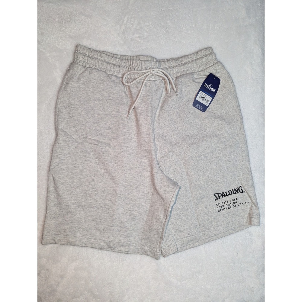 Spalding Mens Gym Essentials Cotton‎ Shorts Heather Grey RH4S296 Size S NWT